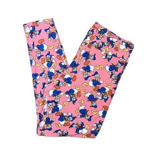 Lularoe Donald Duck Pink Soft Leggings Tall & Curvy